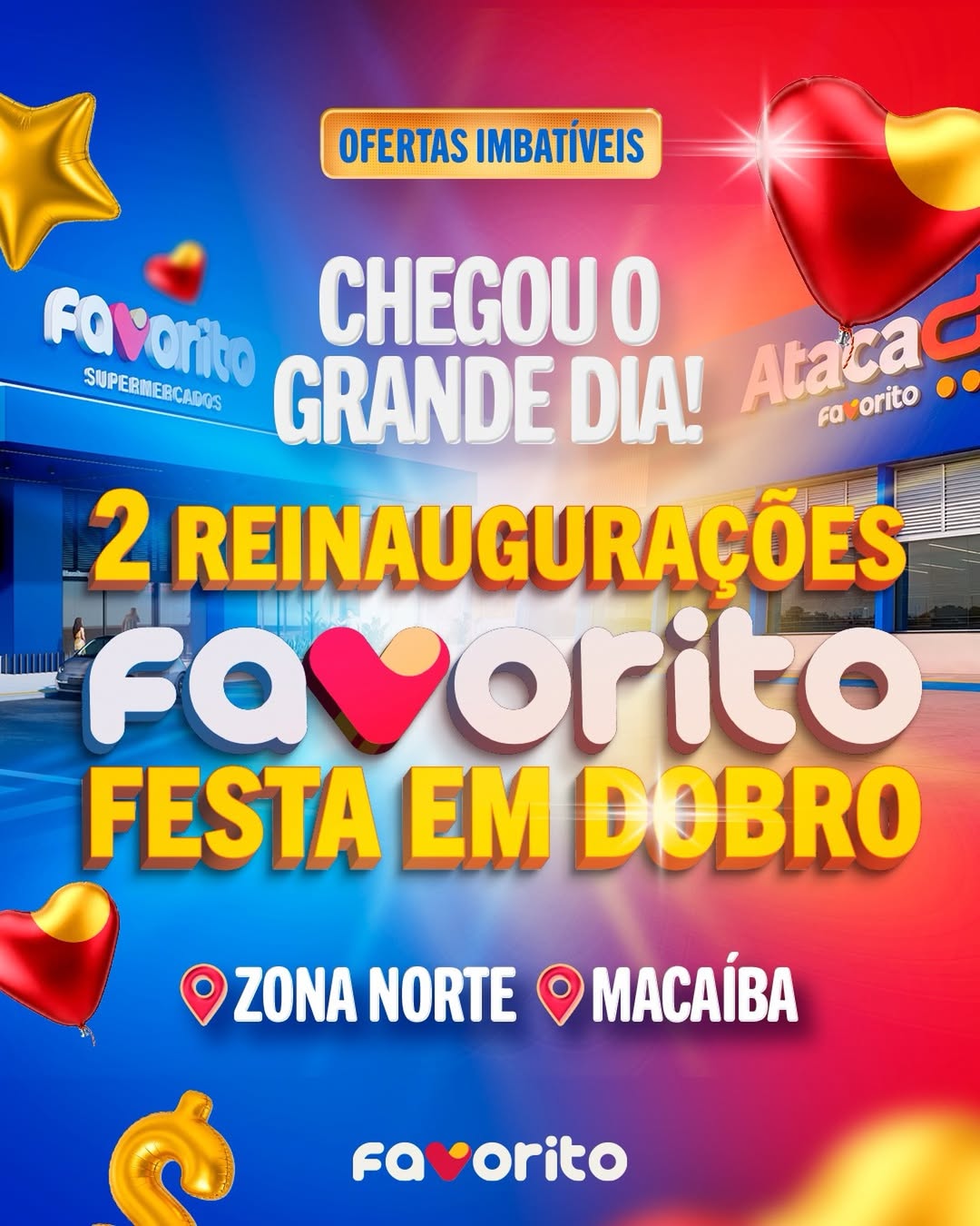 CHEGOU O GRANDE DIA! É FESTA EM DOBRO NO FAVORITO! 🎉🔥Venha conhecer os nossos espaços renovado